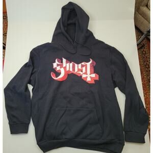 Ghost Papa Ring Black Pullover Cotton Blend Hoodie Size XL Red White Logo
